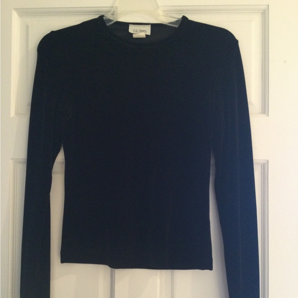 Black Velvet Crew Neck Top